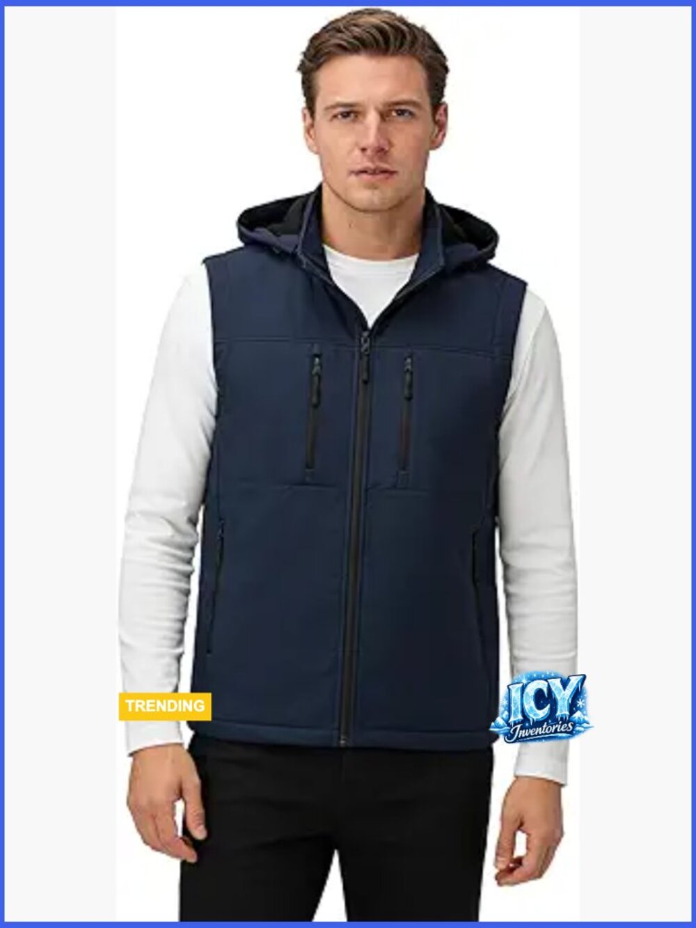 Men's Softshell Vest with Hood Water-Resistant Breathable Running Vest